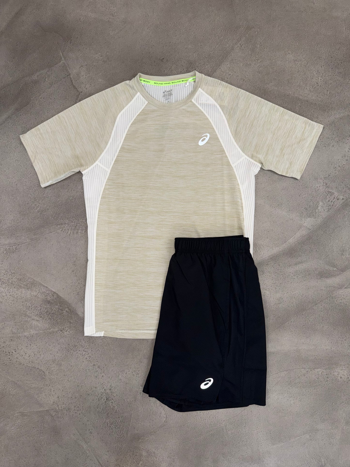 Asics Cream Road Shorts & Top Set