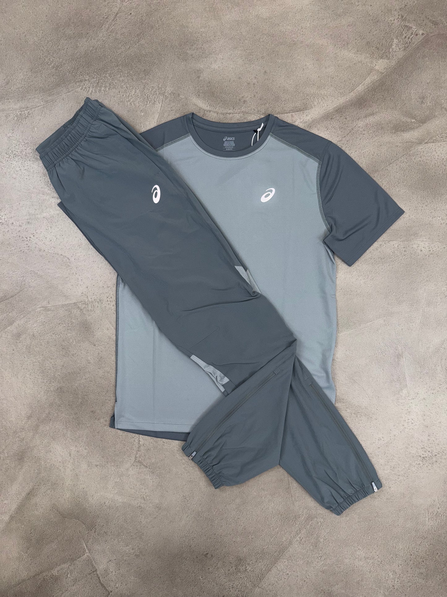 Asics Grey Core Tracksuit Bottoms & T-Shirt