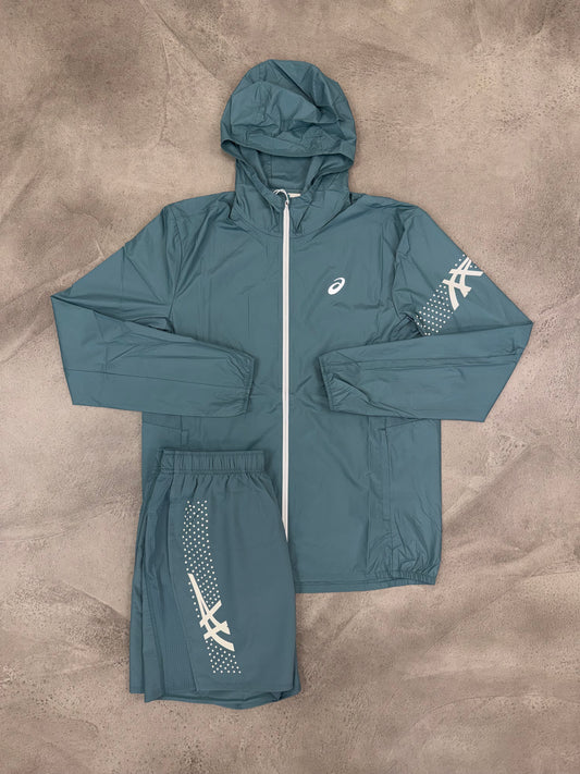 Asics Foggy Teal Icon Shorts & Jacket Set