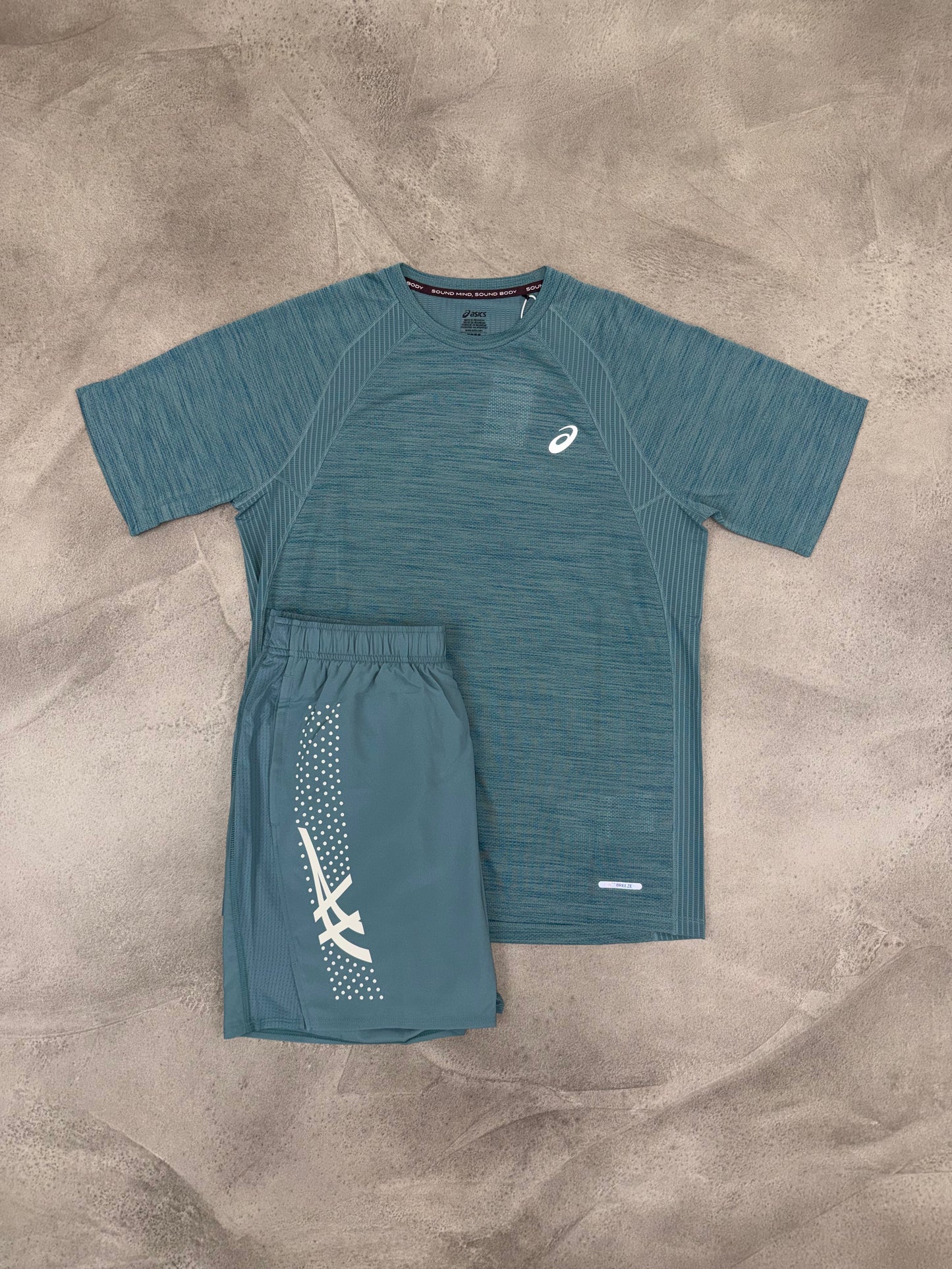 Asics Foggy Teal Icon Shorts & T-Shirt Set
