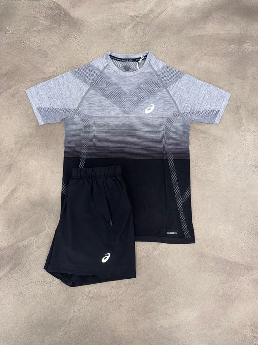 Asics Black/Grey Seamless Shorts & T-Shirt Set