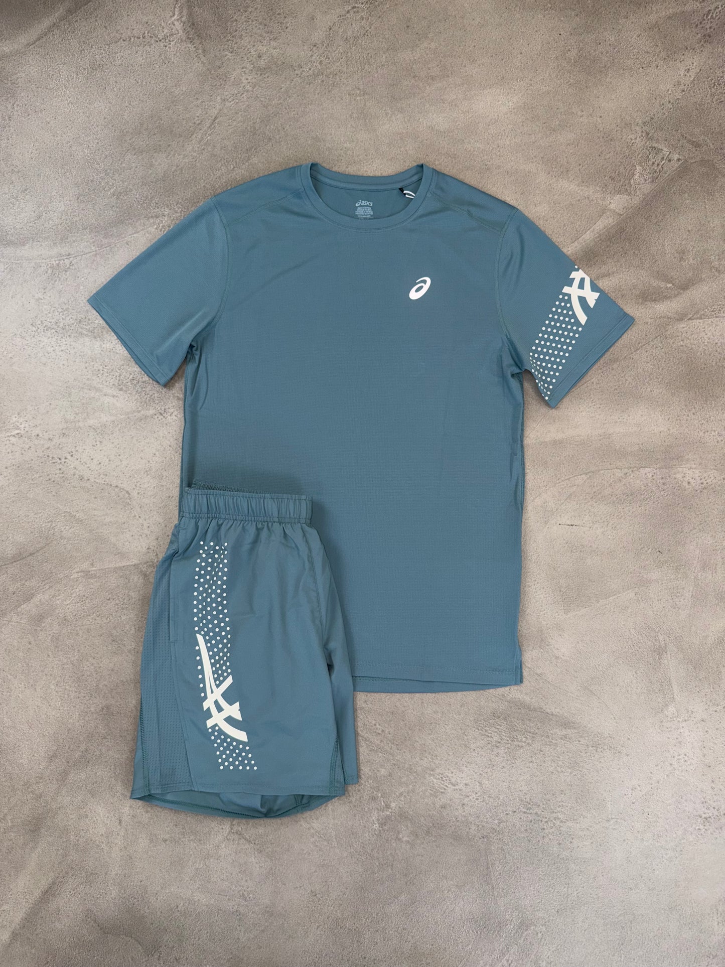 Asics Foggy Teal Icon Shorts & T-Shirt Set