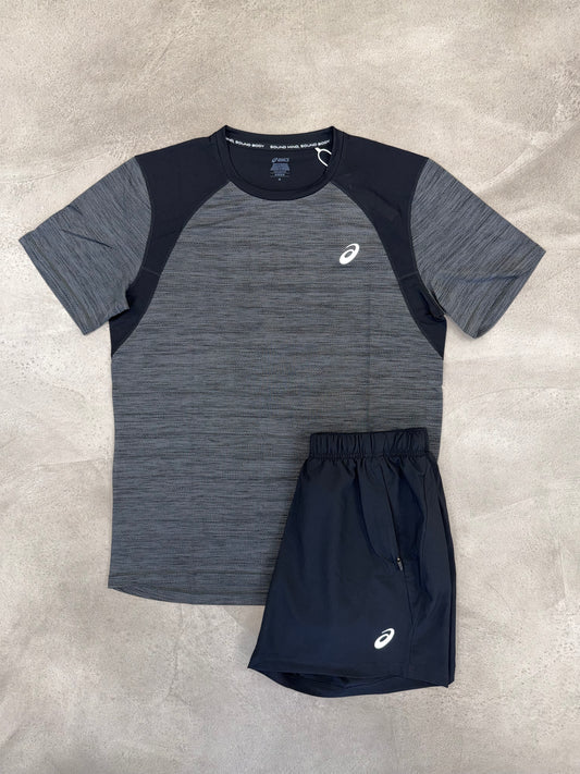 Asics Black Road Shorts & T-shirt Set