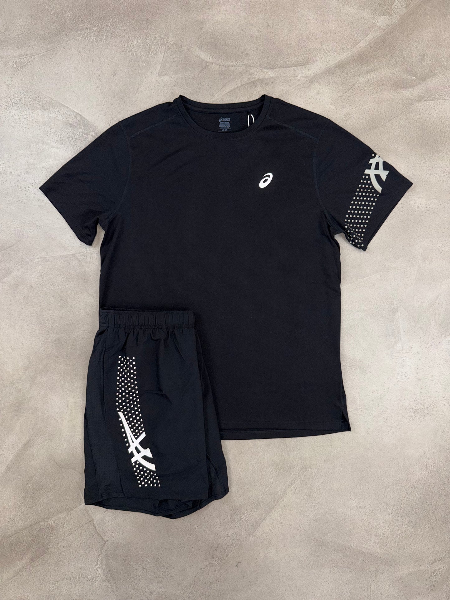 Asics Icon Black/Grey Shorts & T-Shirt Set